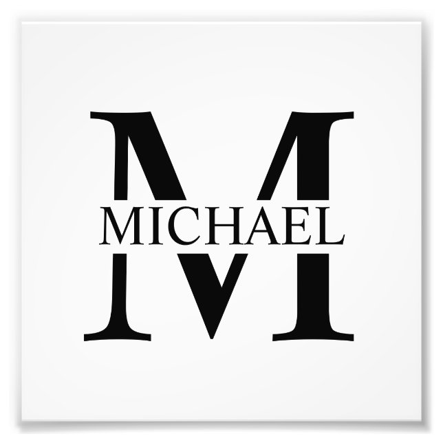 White Personalized Monogram and Name Photo Print (Front)