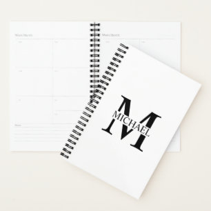 White Personalized Monogram and Name Planner