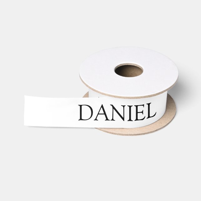 White Personalized Name Satin Ribbon (Spool)