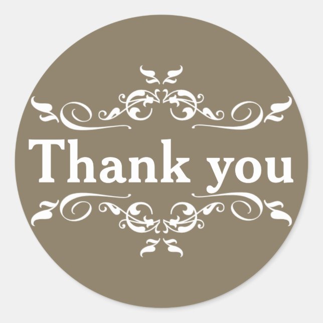 White Personalized Thank You Classic Round Sticker (Front)