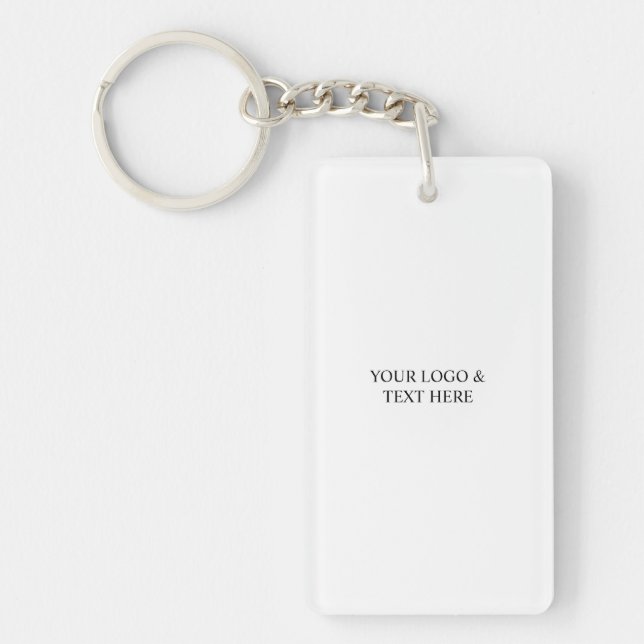 White Personalized – Your Logo & Text Here Keychain (Front)