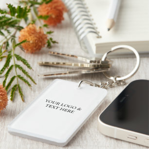 White Personalized – Your Logo & Text Here Keychain