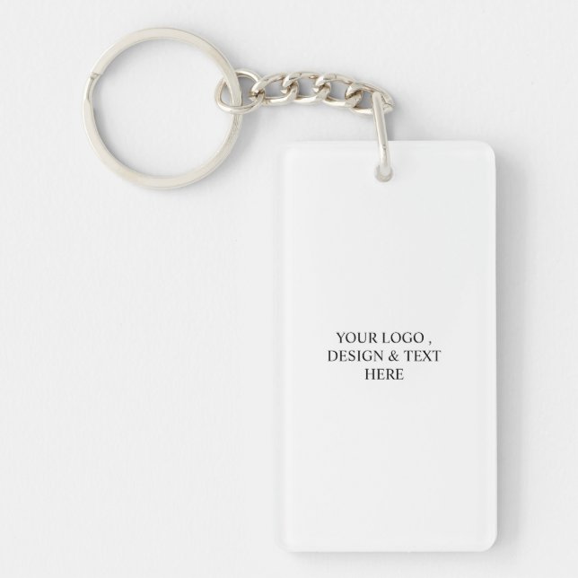 White Personalized – Your Logo & Text Here Keychain (Front)
