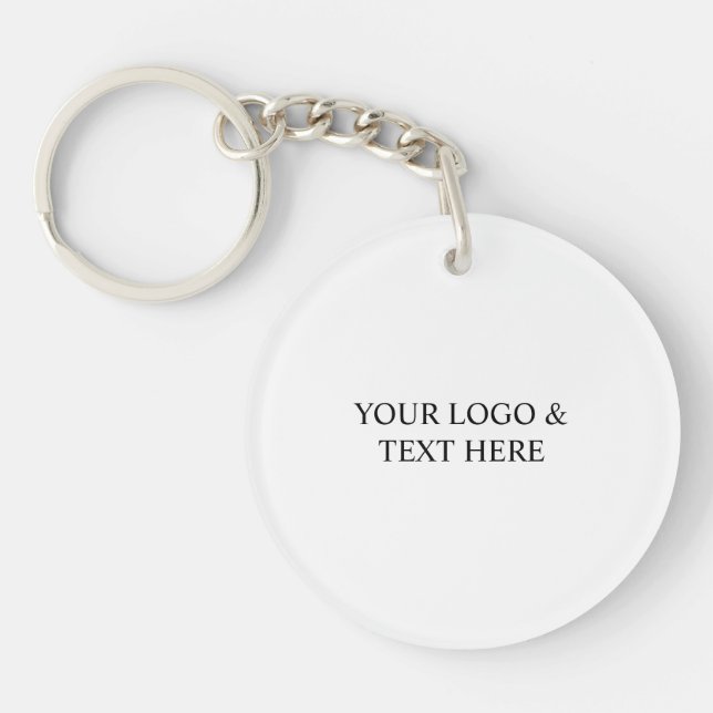 White Personalized – Your Logo & Text Here Keychain (Front)
