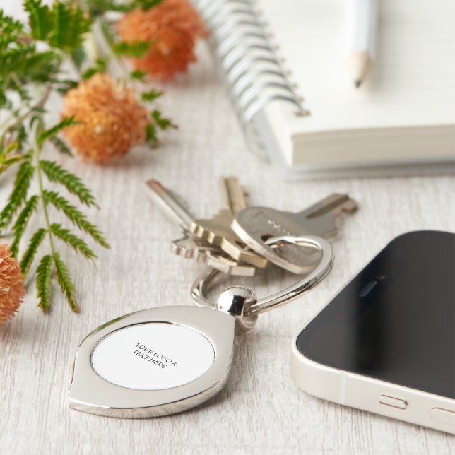 White Personalized – Your Logo & Text Here Keychain (Side)