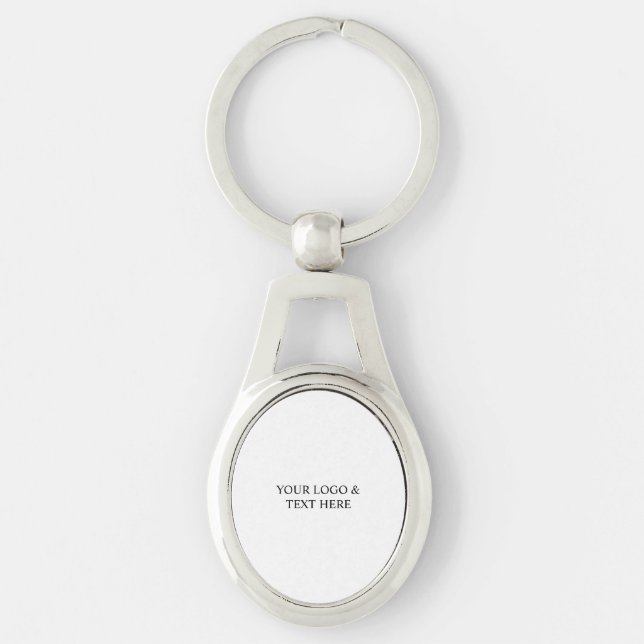 White Personalized – Your Logo & Text Here Keychain (Front)