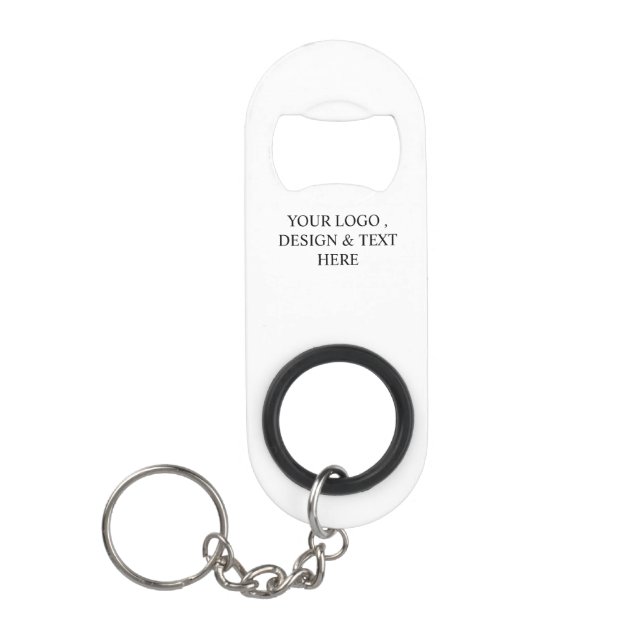 White Personalized – Your Logo & Text Here Keychain Bottle Opener (Front)
