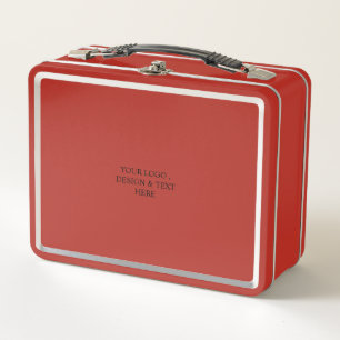 White Personalized – Your Logo & Text Here Metal Lunch Box