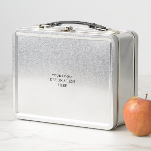 White Personalized – Your Logo & Text Here Metal Lunch Box