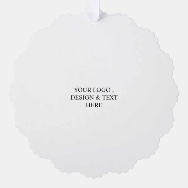White Personalized – Your Logo & Text Here Ornament Card (Front)