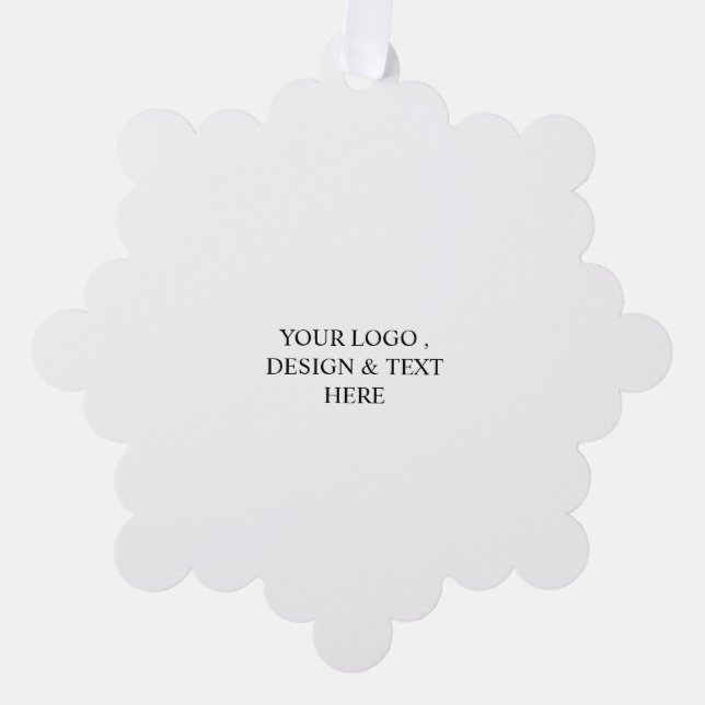 White Personalized – Your Logo & Text Here Ornament Card (Front)