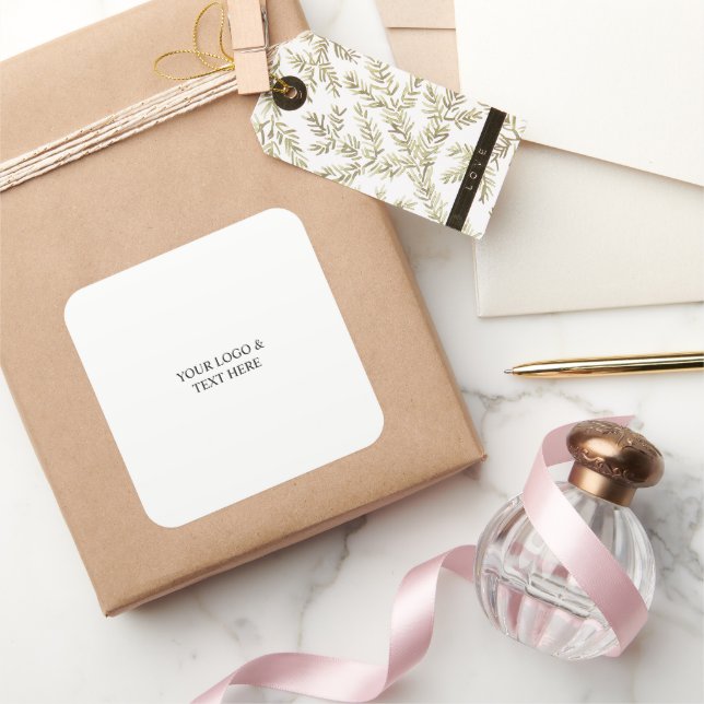 White Personalized – Your Logo & Text Here Square Sticker (Gifting)