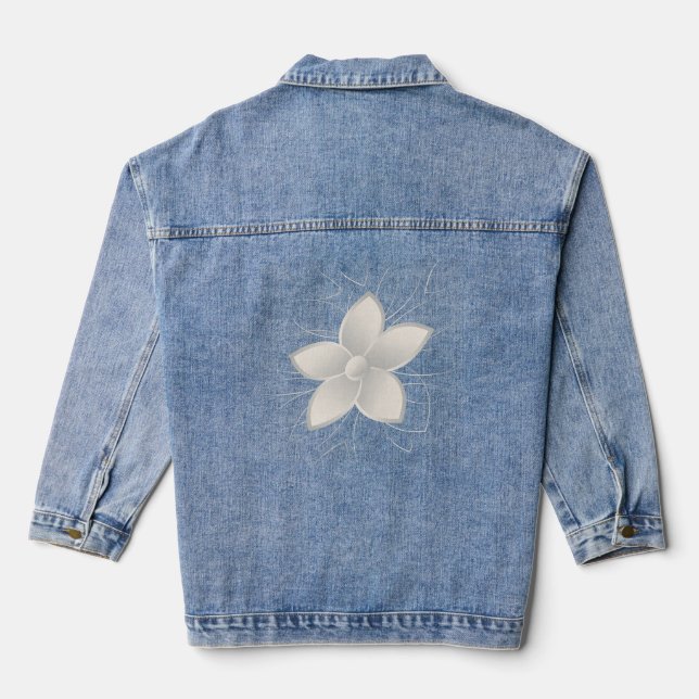 White Petals Denim Jacket (Back)