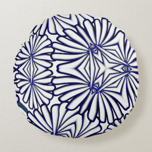 White Petals Repeat Home Decor  Round Pillow