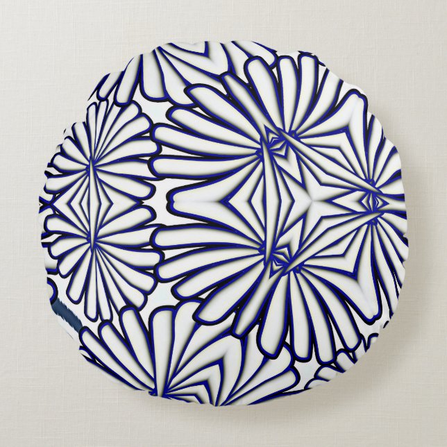 White Petals Repeat Home Decor  Round Pillow (Front)