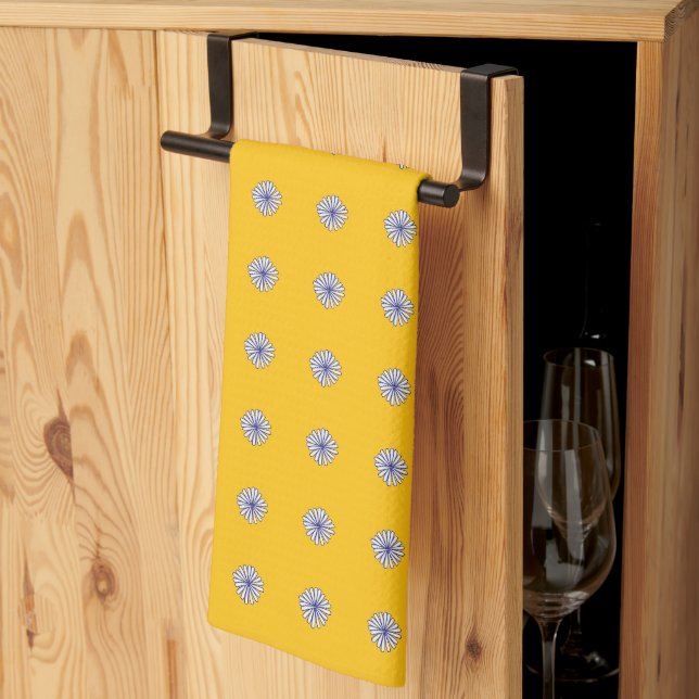 White Petals Yellow Gift Home Decor  Kitchen Towel (Thirds Fold)