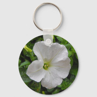 white petunia flower keychain
