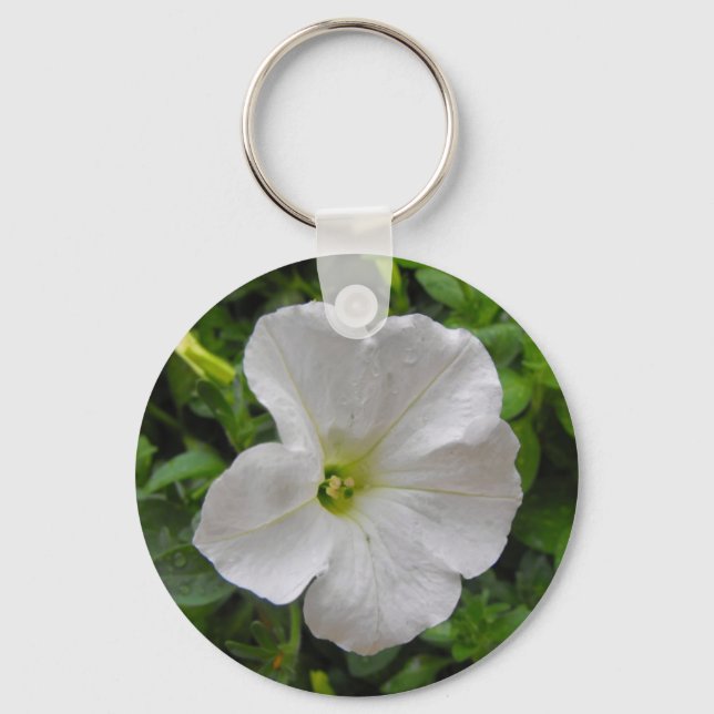 white petunia flower keychain (Front)