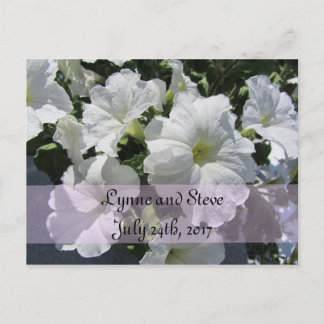 White Petunia Save the Date Announcement Postcard