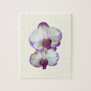 White Phalaenopsis Orchids With Purple Edges Jigsaw Puzzle