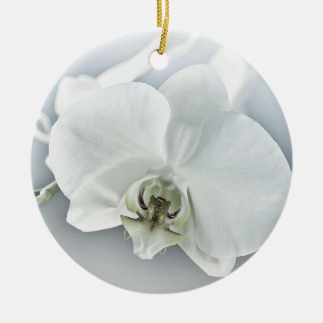 White Phaleonopsis Orchid Ceramic Ornament (Front)