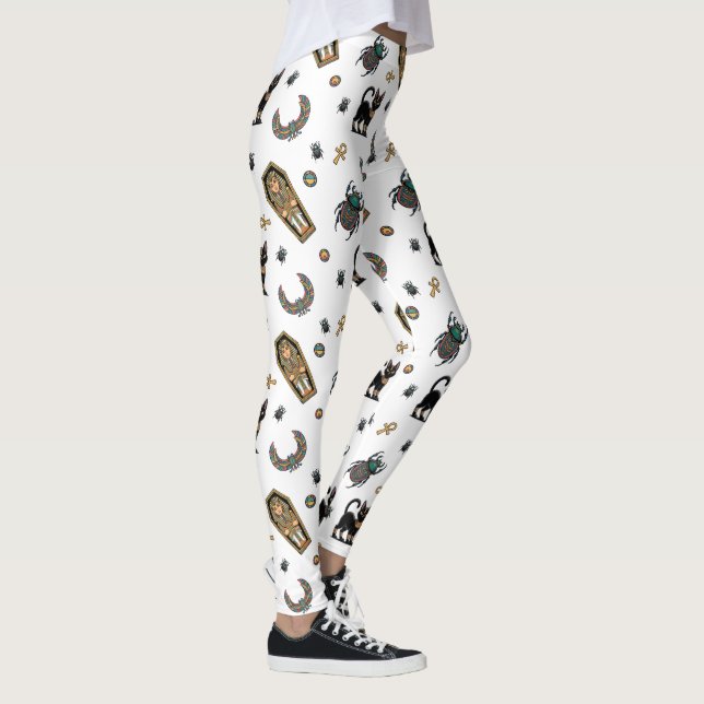 🤍 White Pharaoh Mummy Halloween Tee 🎃👑 Leggings (Right)