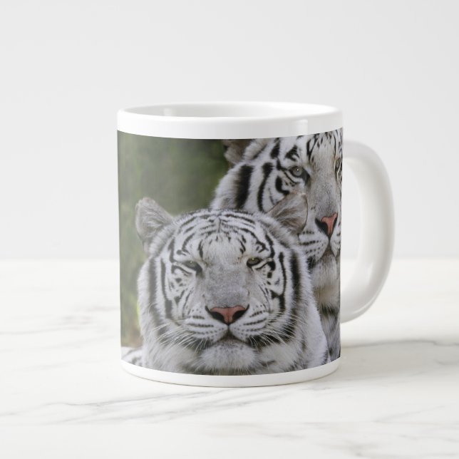 White phase, Bengal Tiger, Tigris Large Coffee Mug (Front Right)