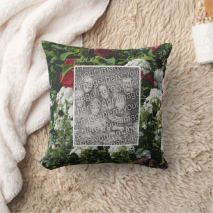 White Phlox Flower Garden Add Your Photo Throw Pillow