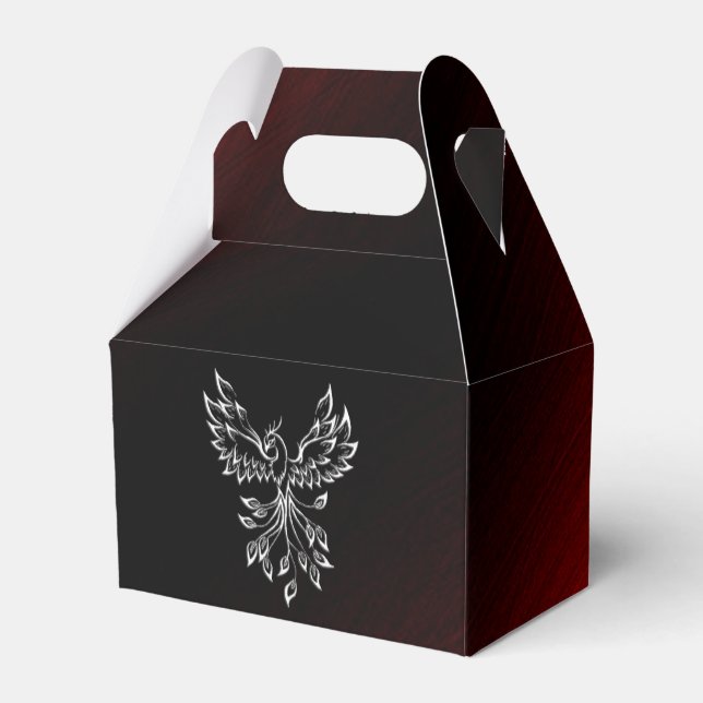 White Phoenix Rises Red n Black Ashes Favor Box (Front Side)