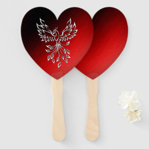 White Phoenix Rises Red n Black Ashes Hand Fan