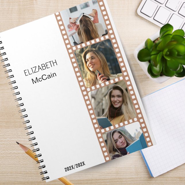 White | Photo Booth Personalized Science Notebook (White  Photo Booth - Trendy Modern Personalized Science Spiral Notebook!)