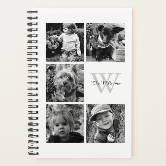 White Photo Collage and Monogram Planner (Front)