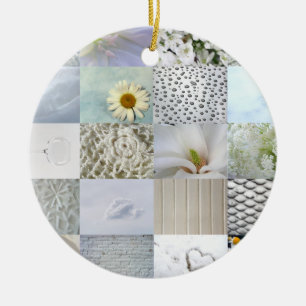White photography collage ceramic ornament
