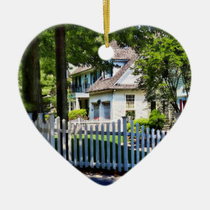 White Picket Fence Ceramic Ornament