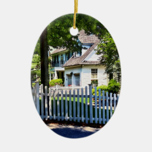 White Picket Fence Ceramic Ornament