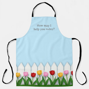 White Picket Fence Flower Garden Large Apron