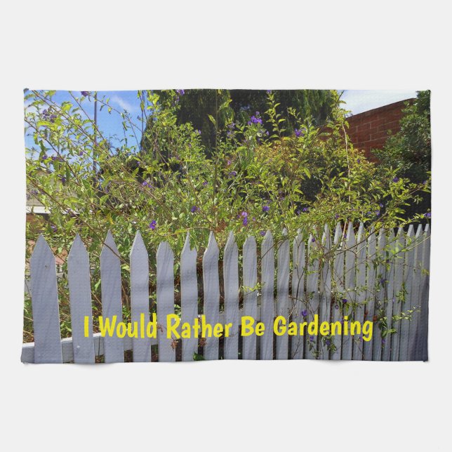 White Picket Fence Kitchen Towel (Horizontal)
