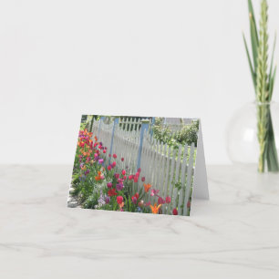 White Picket Fence With Tulips note card