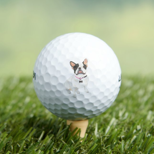 White Pied Frenchie French Bulldog Golf Balls (Insitu Tee)