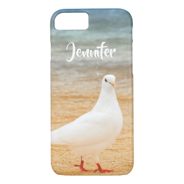 White Pigeon Bird Personalized Name Case-Mate iPhone Case (Back)