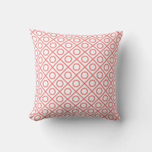 White Pillow with pink lines, Squares,