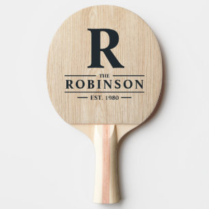 White Pine Family Name & Initial Ping Pong Paddle