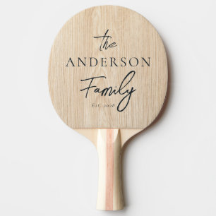 White Pine Hand Written Family Name Ping Pong Paddle