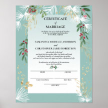 White Pine Holly Winter Certificate of Marriage