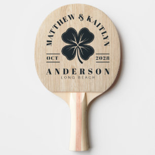 White Pine Irish Lucky Clover Wedding Crest Ping Pong Paddle