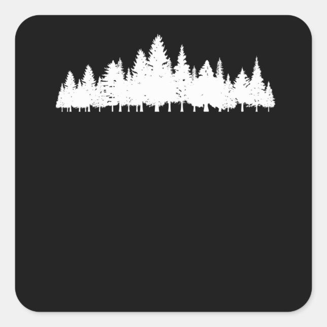 White pine tree minimalist - Minimalistic forest Square Sticker (Front)