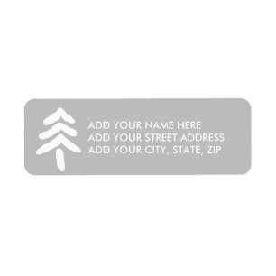 White Pine Tree on Grey Return Address Labels