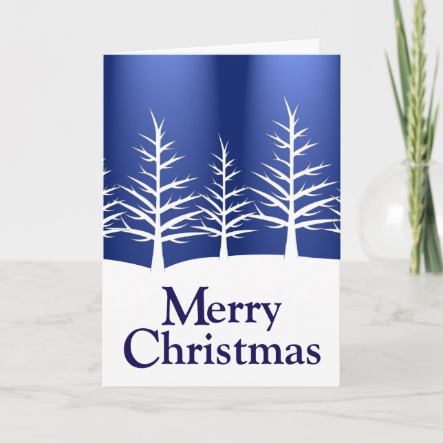 White Pine Trees Elegant Christmas Holiday Card (Front)