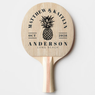 White Pine Tropical Pineapple Wedding Crest Ping Pong Paddle