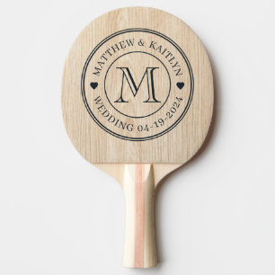 White Pine Wedding Monogram Heart Ping Pong Paddle